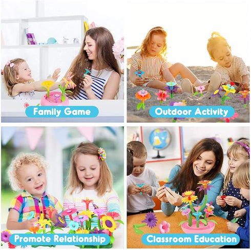 BEMITON Flower Building Toy Set - 148 Pcs Arts and Crafts Kit for Girls, Best Birthday Gifts for Ages 3-7