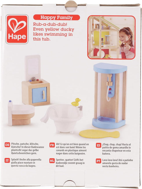 Hape Wooden Doll House Furniture Family Bathroom Set, Small, White