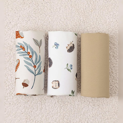 3 Pack 28x52 Inches PHF Soft Leaf&Mushroom Crib Sheets Fitted, Comfy Breathable Baby Sheets for Boys Girls, Fits