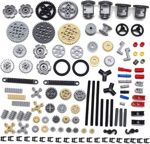 116PCS Gear and Axle Parts set Compatible with Lego Technic Parts, DIY Gears Chain Links Pins Axles Assortment Pack