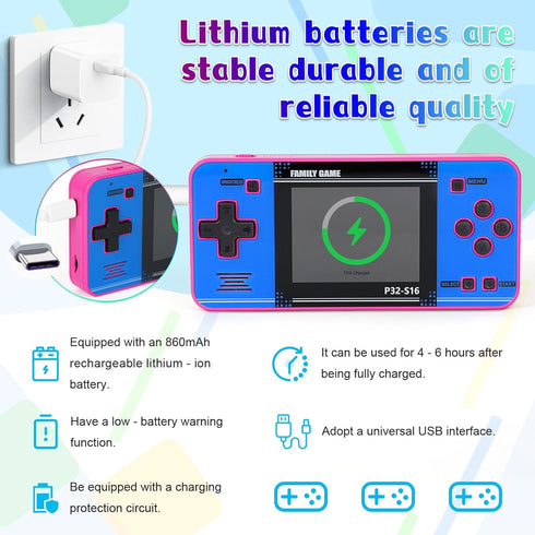 GuaiyeyeAP 220 32-bit 3.0 Handheld Game for Kids Built-in Video Games, IPS Screen, Rechargeable Portable Game , Travel