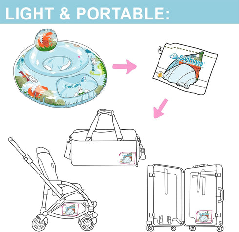 G3 6-36 Swimming (Mesozoic) Swimava Baby Swim Seat Ring (Age Months), Inflatable Float, Foldable Lightweight Pool Swim