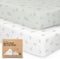 2-Pack Mini Crib Sheets Fitted - Organic Cotton Pack N Play Sheets for Pack and Play Mattress, Jersey Neutral (Elly)