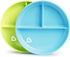 Munchkin Stay Put Suction Plates - Baby and Toddler, 3 Divided Sections, Blue/Green