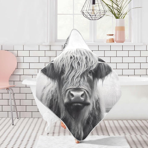 WELLDAY 30x30 Inch Highland Cow Baby Towel Ultra Soft Hooded Towels for Babies - Ultra Absorbent Cotton Bath Towels