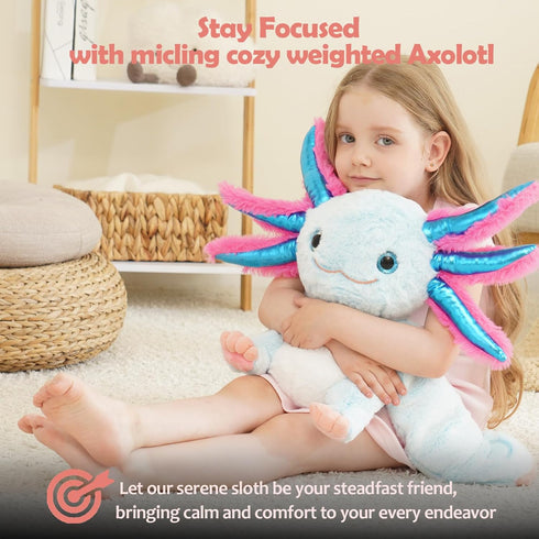 Blue Axolotl Weighted Stuffed Animal 4.5 lbs, Ideal for Sensory Needs, Comfort & Relaxation for Kids and Adults