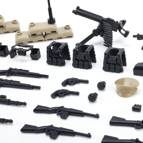 Weapons Pack Military Weapons Accessories WWII Soldier Model Toys Military Equipment Battle Blocks Bricks Children's Toys, Compatible with Mini Figure Brick Toy for Boys Age 3+