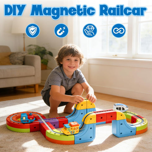 HEXIMANX 3D Set 4 6 7 8,Toy Playsets 3-5 Set Gift,48 Pcs/1 Infinity Cube Track Magnetic Electric Train for Kids Vehicle
