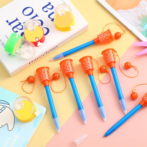 Honoson 48 Pcs Basketball Party Favors - 24 Mini Basketball Games & 24 Sports Pens for Desktop Decorations