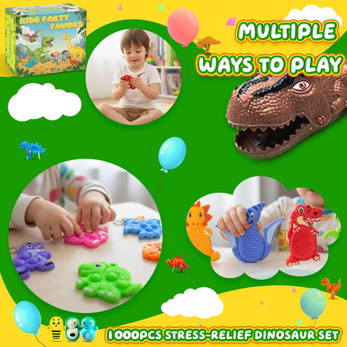 1000 PCS Party Favors for Kids, Dinosaur Sensory Fidget Toys Bulk, Treasure Chest for Kids Prizes, Easter Egg Fillers