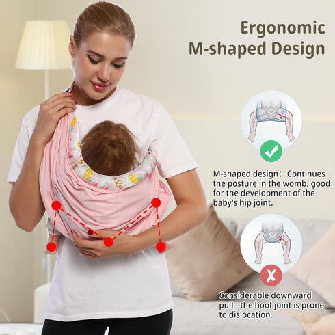 Baby Carrier by Cuby, Natural Cotton Baby Wraps Sling Baby Holder Extra Comfortable for Easy Wearing Carrying