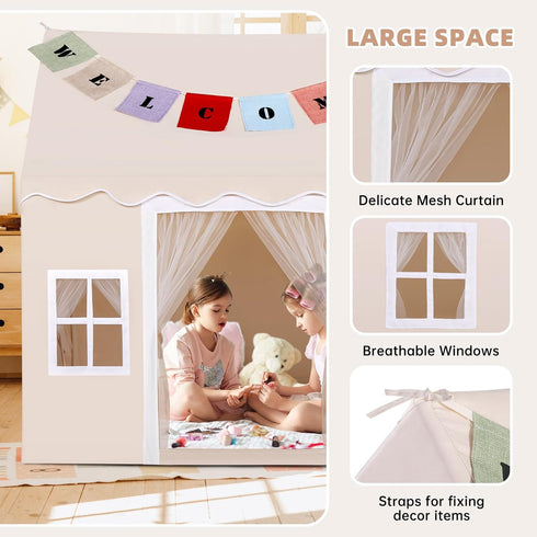 Kids Tent with Mat,Play House for Kids Indoor Outdoor,Play Tent Princess Fort Castle Playhouse for Girls Boys