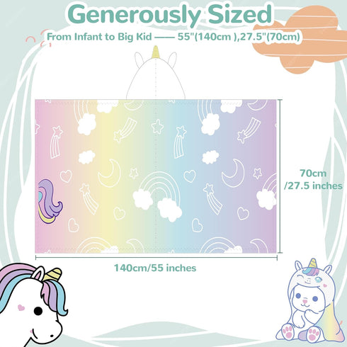 (0-5 HECCEI Toddler Hooded Bath Towel Soft Absorbent Baby Bath Cape for Girls Cute Unicorn Theme Beach & Pool Poncho