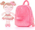 Gloveleya Toddler Backpack - Baby Girl Gift Plush Diaper Bag with Spring Girl Doll, Pink 9 Inches