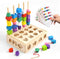 Montessori Educational Wooden Toys for Toddlers 3-5, Lacing Beads & Stacking Blocks, Shape Sorting Present with Storage