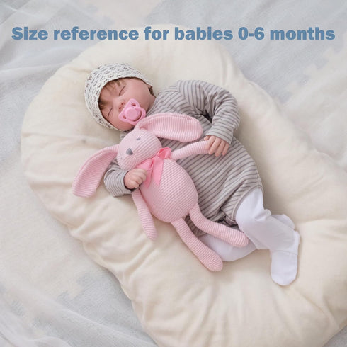 100% Organic Cotton Baby Toys, Pink Bunny Rabbit Stuffed Animal for Newborn, 7.1"