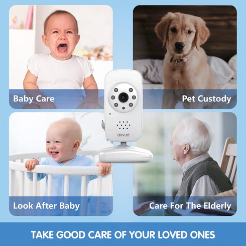 Axvue 2.8" 2 1000ft, 12 2-Way Video Baby Monitor, Slim Handheld, Non-Slip Design, Vertical Screen Monitor & Camera