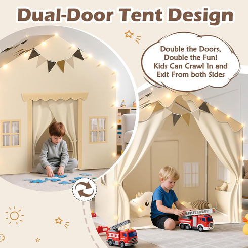 2-in-1 2 4 Windows,2 Toddlers,53" x40" 51" EagleStone Kids Tent,Large Play Tent with Padded Mat and Lights,Kids