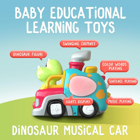 1 2 3 18-36 P&C Dinosaur Truck Toys for Year Old Boys Girls, Months Baby Toy with Music & Lights, Montessori Learning