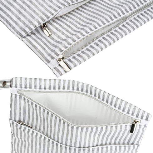 2Pcs Wet Dry Bags for Baby Cloth Diapers, Waterproof Washable Reusable with Two Zipper Pockets for Travel, Gym, Beach