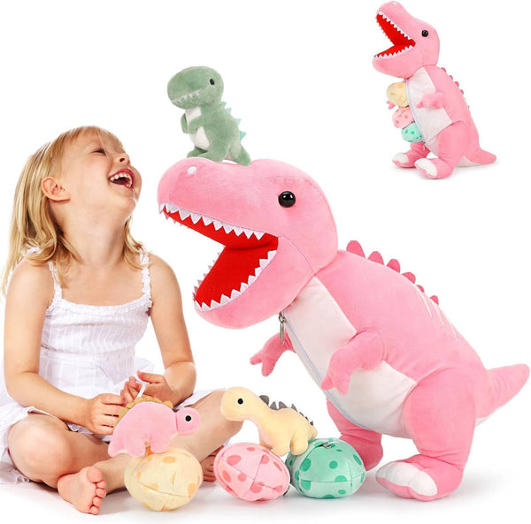 MorisMos Dinosaur Stuffed Animal with Babies,23.6'' Big Mommy Stuffed Dino T-rex with