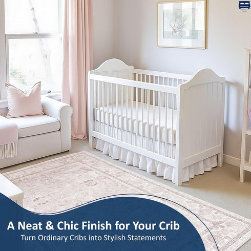 14" Cottingon Crib Bed Skirt for Nursery, Toddler Bedding Dust Ruffle, Brushed Microfiber Crib Skirt with Drop, Fits