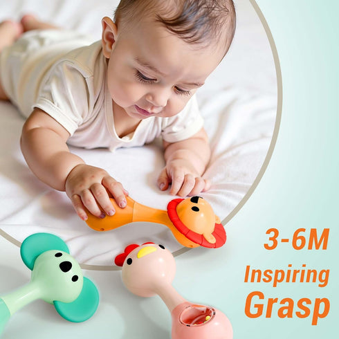 3-6-12 Tummy Set, 4 5 7 8 9 10 iPlay, iLearn Baby Shaker Rattle Toy, Babies Teething Sensory Toys Month, Infant