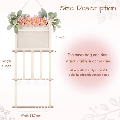 POVETIRE Headband Holder Hair Bows Organizer for Girls, Hair Accessories Display Storage Wall Hanging Decor for Baby