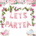LaVenty 12 PCS LET'S PAR TEA Balloons, Tea Party Birthday Banner Decorations, Baby Shower First Birthday Decoration