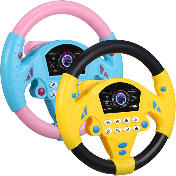 TOYANDONA Kids Steering Wheel Toy - 2PCS Simulated Driving Racing Car Game