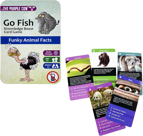 The Purple Cow Go Fish! - Funky Animals Facts, Classic Card Game with General Knowledge BOOST for Ages 6+