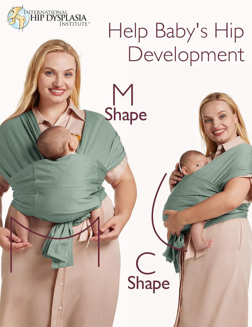 Momcozy 8-35lbs, 47-57inch,Plus Adjustable Buckle Baby Wrap Carrier Cooling Air-Mesh, Easy to Wear Baby Carrier Sling