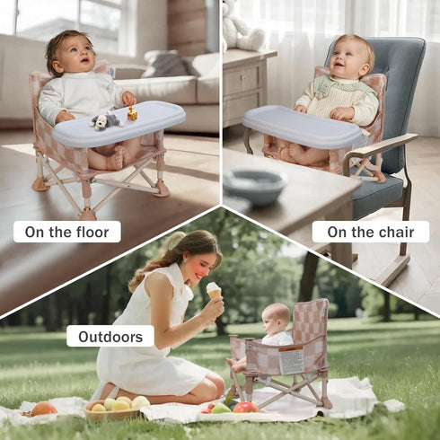 3-in-1 Cozy Tiny Marvels Portable Baby Chair, Booster Seat, Baby Seat with Tray, Compact Foldable, Toddler Chair