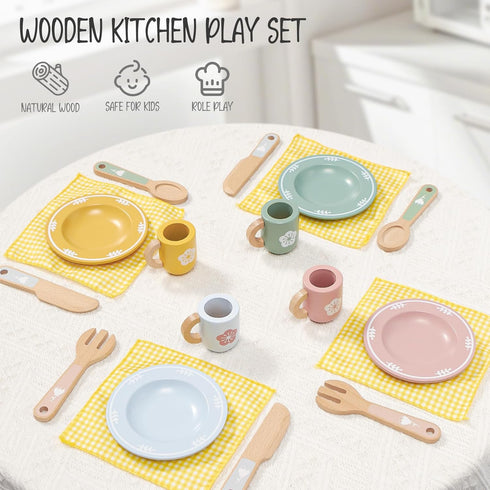 3-5, 3 4 5 6 Toyssa Wooden Play Kitchen Accessories Montessori Toys for Toddlers Play Dishes for Kids Kitchen