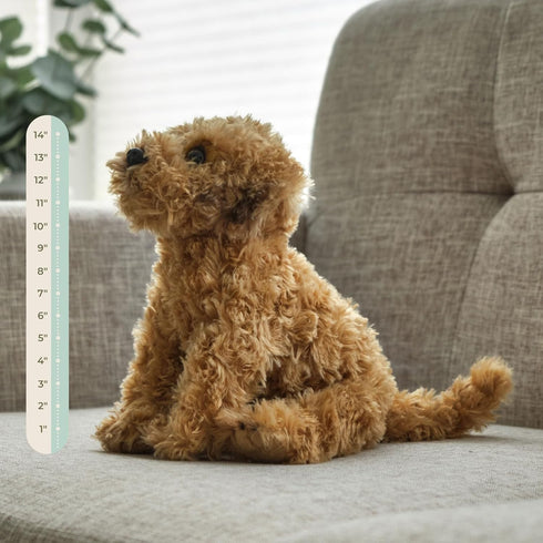Bearington Dog Stuffed Animal - Realistic Plush Goldendoodle Labradoodle Dog Toy - Caramel 14 Inch