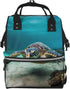 OUSIKA Underwater Diving Sea Turtle Print Diaper Bag Multifunction Laptop Backpack Travel Daypacks