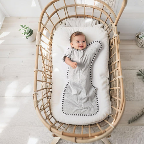 2 Pack 100% 2-Way M(3-6 Transition Swaddle, Cotton Baby Sleep Sack, Zipper Infant Arm Up Swaddle for Newborn Baby Boys