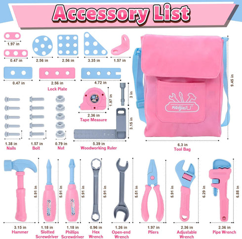 Magic4U Set Set 3-6 Kids Tool with Tool Bag & Tape Measure, Toddler Tool Pretend Play Construction Toys,Ideal Birthday