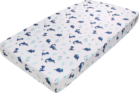 CribMATE 3 Set Set PCs Blue Dinosaur Nursery Crib Bedding Quilt + Fitted Sheet + Skirt Baby Boy Dino Themed Cot Bedding