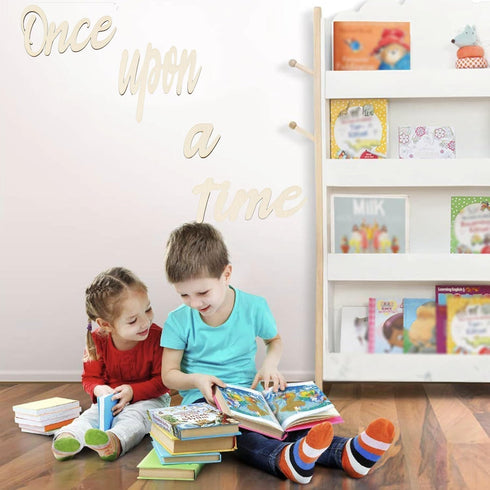 lvbeybc Wooden Wall Art Sign, Once Upon a Time Nursery Decor for family Bookshelf, Reading Nook, Daycare, Classroom