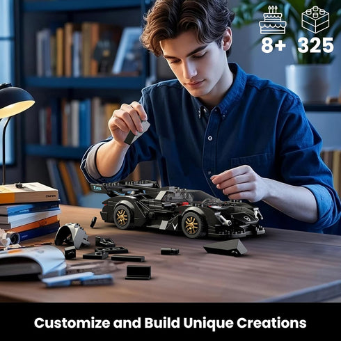 Set 355 8+ Mould King Super Sports Car Building with Display Case, Piece Race Car Model Construction Toy for Kids Ages