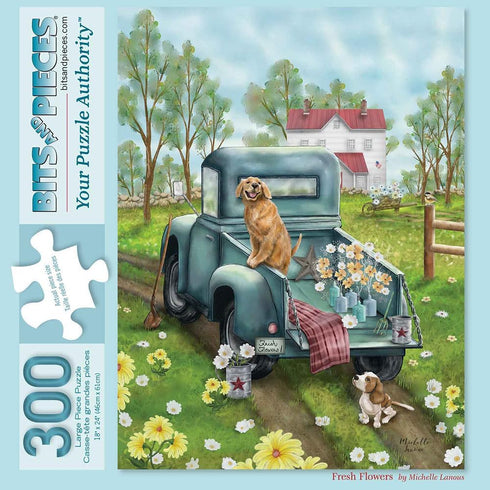 Bits and Pieces - 300 Piece Jigsaw Puzzle for Adults, Fresh Flowers - 300 pc Large Piece Country Dogs Puzzle