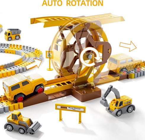 299 6 Playset 3 4 5 6 iHaHa PCS Construction Race Tracks Boys Toys, PCS Engineering Cars and Flexible Race Track Create
