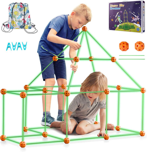 VEVOR Fort Building Kit for Kids, 85PCS Glow in The Dark STEM Toys, Educational Gift for 4-8 Year Olds
