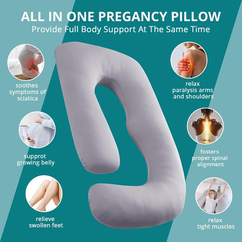 Sasttie Cooling Pregnancy Pillows for Sleeping, U Shaped Full Body Pillow with Removable Cover, Pregnant Women Must