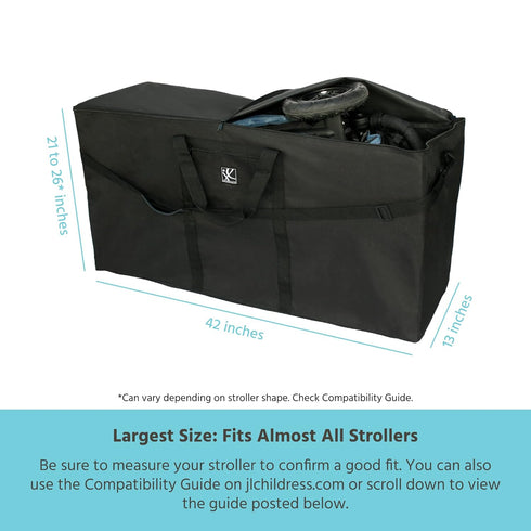 J.L. Childress Standard & Dual Stroller Bag - Travel Bag for Airplane, Fits Most Single & Double Baby Strollers