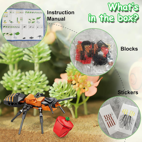 Set,Insect 8 8 KAZI Bugs Building Toy Collection Building Blocks Including Different Bug,STEM Toys for Kids Age
