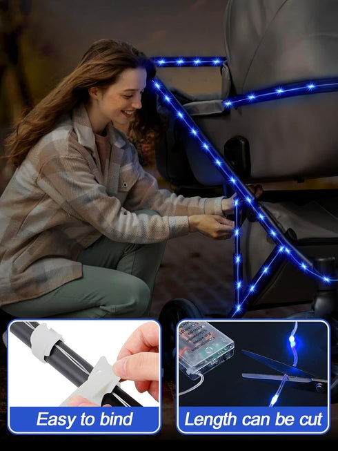 16.4FT Durable Baby Stroller Lights for Walking at Night, Make the Stroller Visible, with Cable Ties, LED Lights