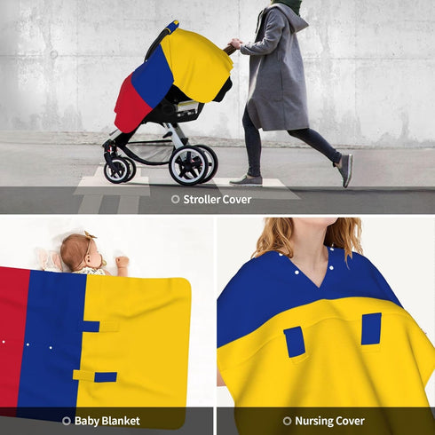 CQMZJHU Colombian Flag Baby Car Seat, Rain Shelter, Multifunctional Nursing Cover for Newborns, Mother Care