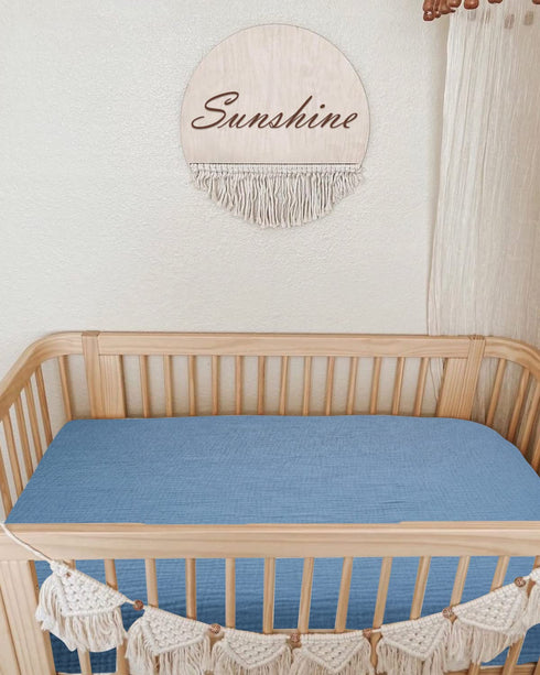 Pack 24" 38", Mini Crib Sheets for Baby, Fitted N Play Mattress and Mini Cribs x Neutral Muslin Cotton Mini Crib